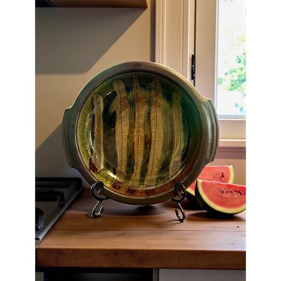Seagrove NC Stoneware Serving Platter-Studio Pottery-Handled Tray-Artisan-Rustic - Picture 1 of 8
